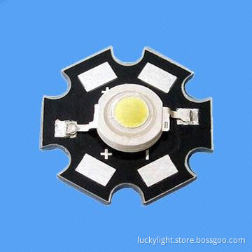 1W High-power LED, 5,500-6,500K White Color with Peak Current of 350mA, 70-80lm